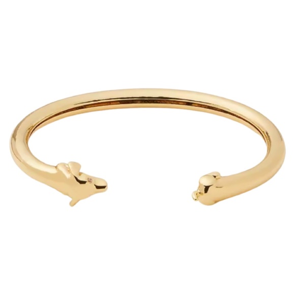 KATE SPADE • Hot Dog Flex Cuff Jewelry Bracelet New York City Nod Gold